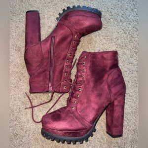 Women’s tall maroon ankle boots
